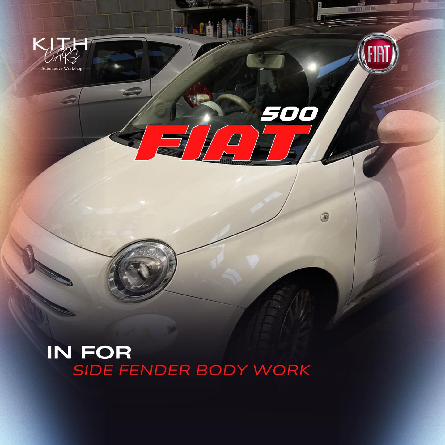 Fiat 500 side fender bodywork completed at KITHCARS